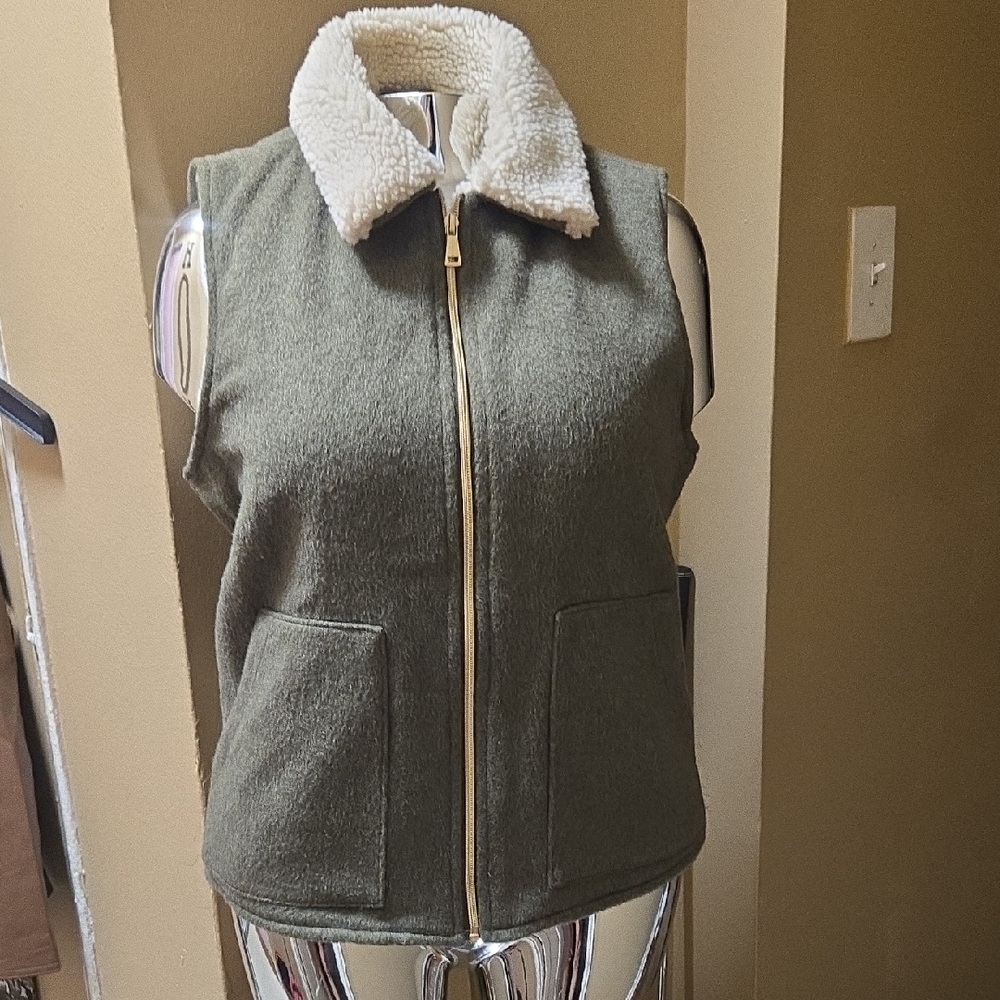 Sanctuary Forest Green Fleece-Lined Vest